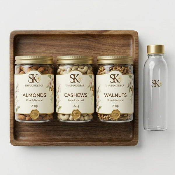 Gym Trio Bundle — Almonds, Cashews & Walnuts With Free Water Bottle